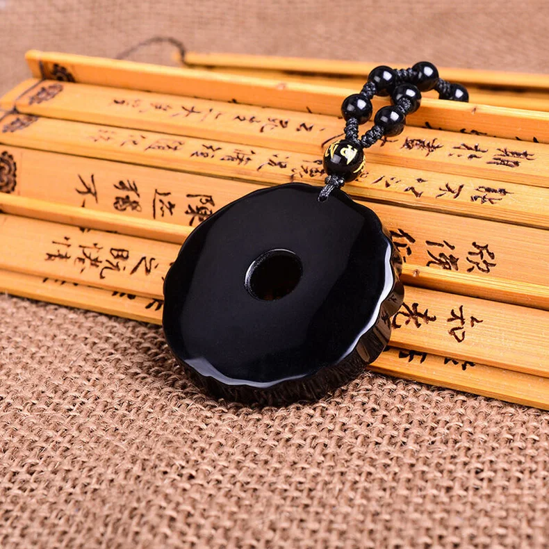 Beautiful Handwork Natural Black Obsidian Carved PiXiu Safety Buckle Lucky Pendants + free Necklace Fine Fashion Jewelry | Украшения и