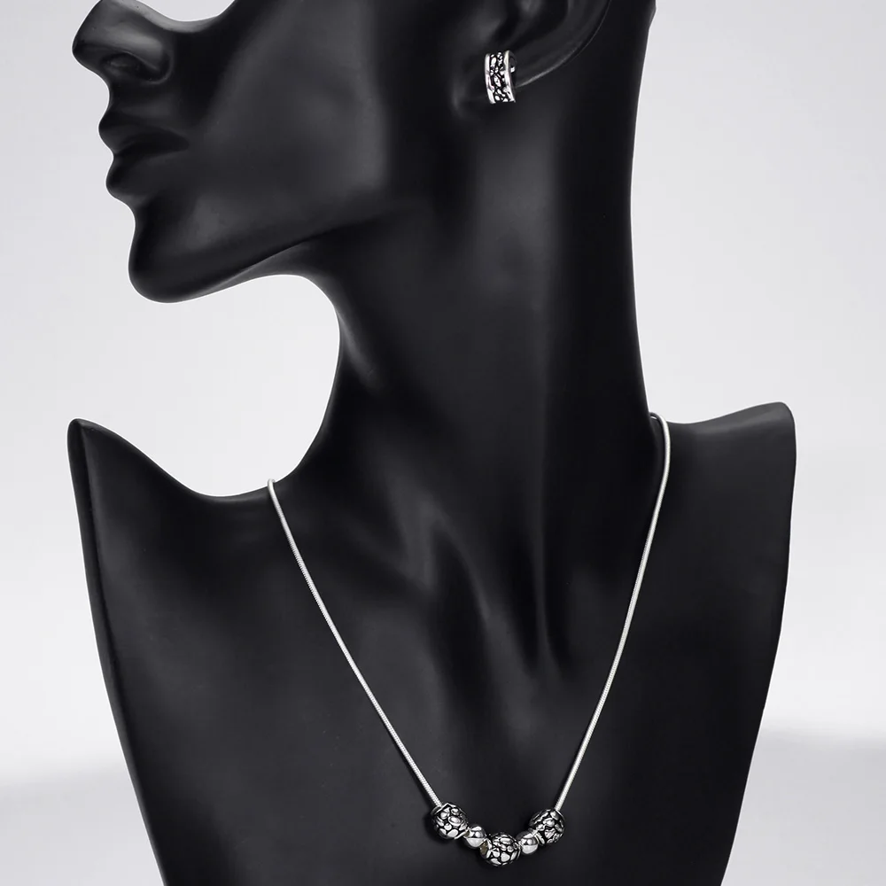 Ожерелье и серьги Neoglory с посеребренными шариками Модные Ювелирные наборы для