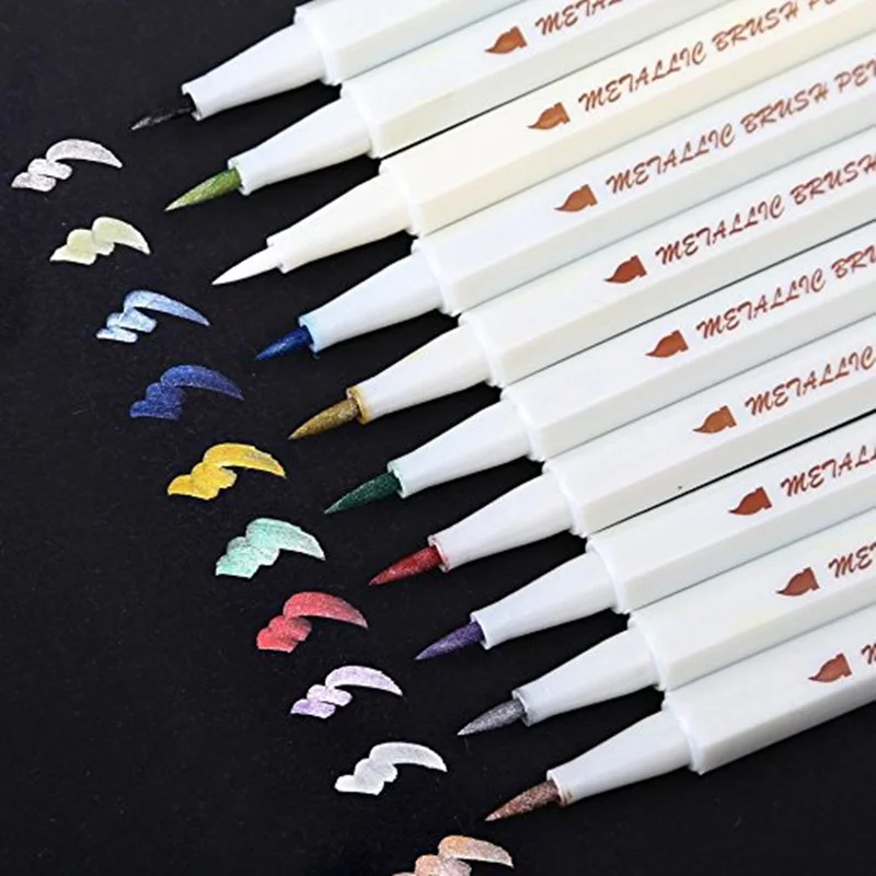 STA 3pcs Art Marker Pens Metal Color Pen For DIY Photo Album Signature Liquid-ink Diamond Supplies Soft Head Markers | Канцтовары для