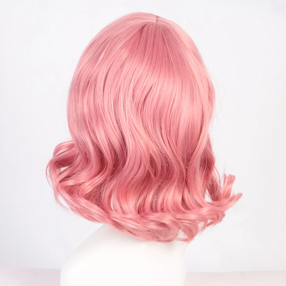 pink AISI BEAUTY фиолетовый розовый волна воды короткие синтетические парики для женщин накладные волосы с челкой термостойкие афро-американские - Цвет: pink