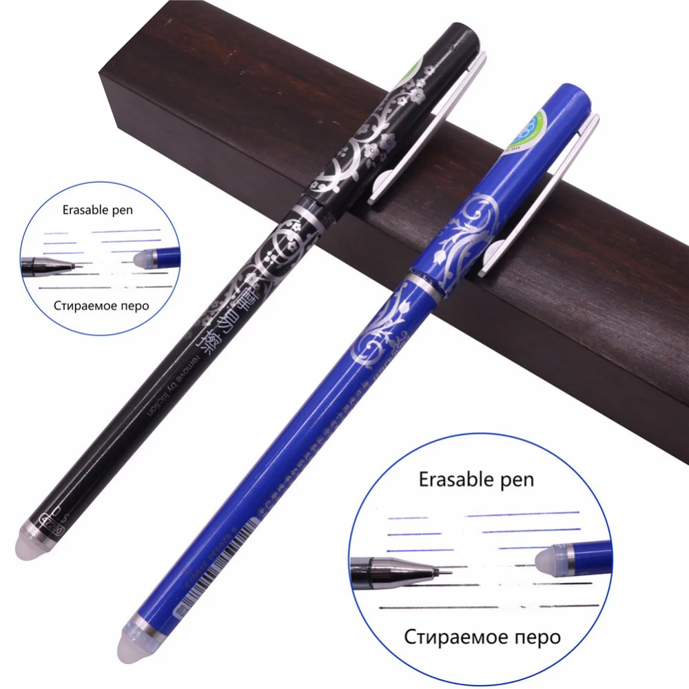 

12 Pcs 0.5mm Erasable Gel Ink Pen Blue Black Refill Optional Boutique Student School Office Writing Pen