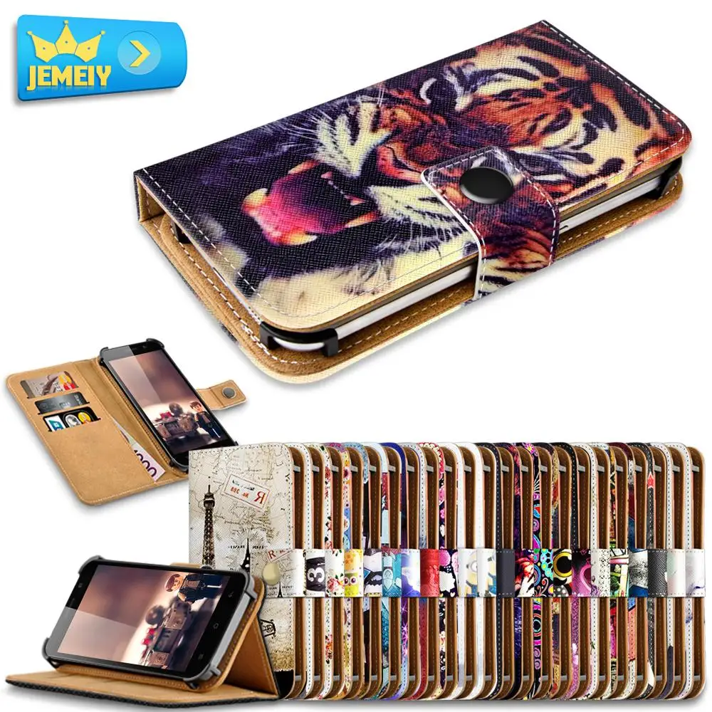 Универсальный Кожаный Бумажник Флоры Печатных Стенд Чехол Для Alcatel POP 2 S7 Onetouch