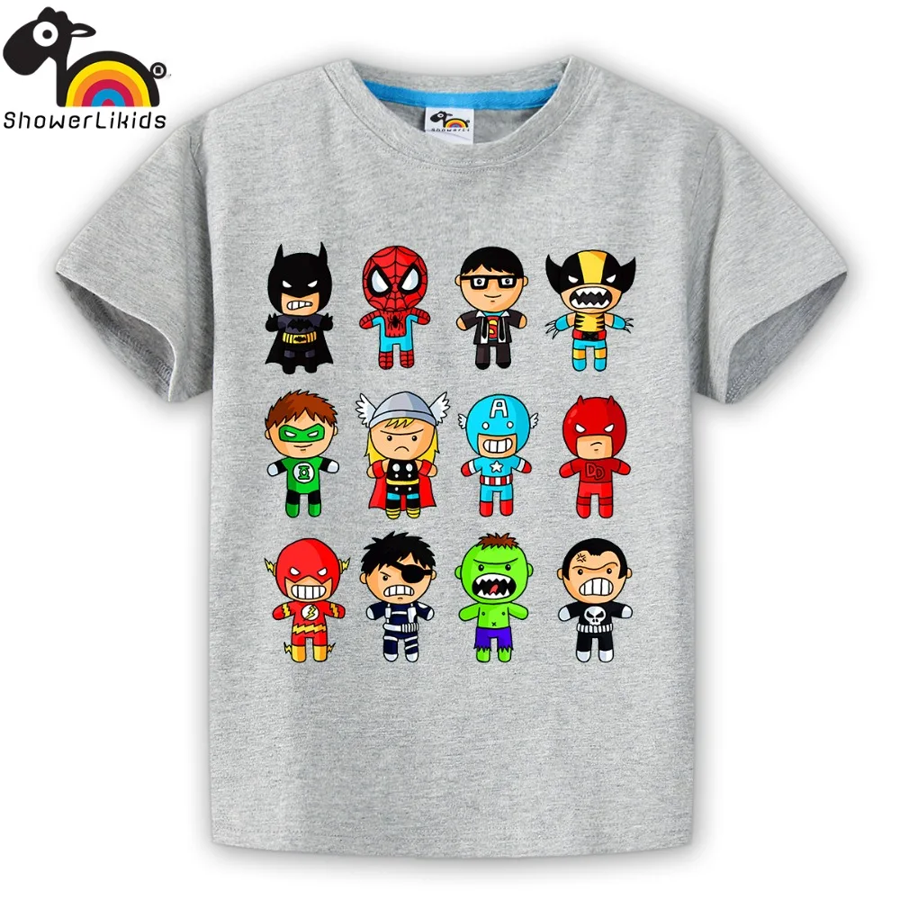 Showerlikids/хлопковая футболка с коротким рукавом высокого качества для мальчиков и