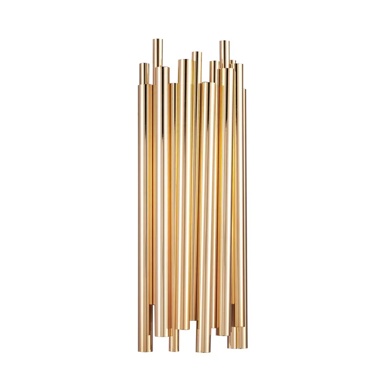 Nordic personality metel gold pipe wall lamp living room villa industrial background lighting sconce | Лампы и освещение