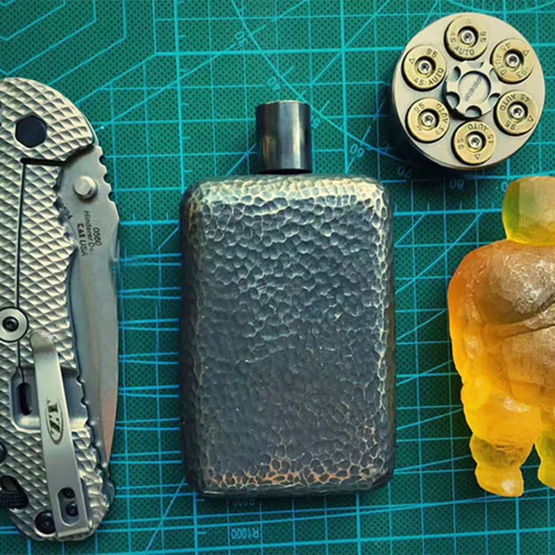 EDC ручной работы из чистого титана фляжка портативный кувшин подарок путешествия мужские Мини бутылки ликера окисления лечения аксессуары