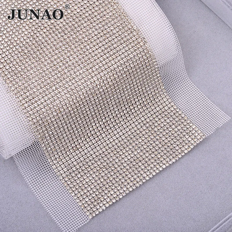 JUNAO SS12 шитье 36 строк * 5 ярдов Выделите прозрачное стекло стразы на сетчатой основе