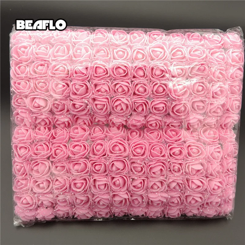 Pink with yarn Искусственные Искусственные цветы из пенопласта для дома, свадебные украшения, аксессуары для самостоятельной сборки, 144 шт. помпоны для венка, декоративные свадебные искусственные цветы - Цвет: Pink with yarn