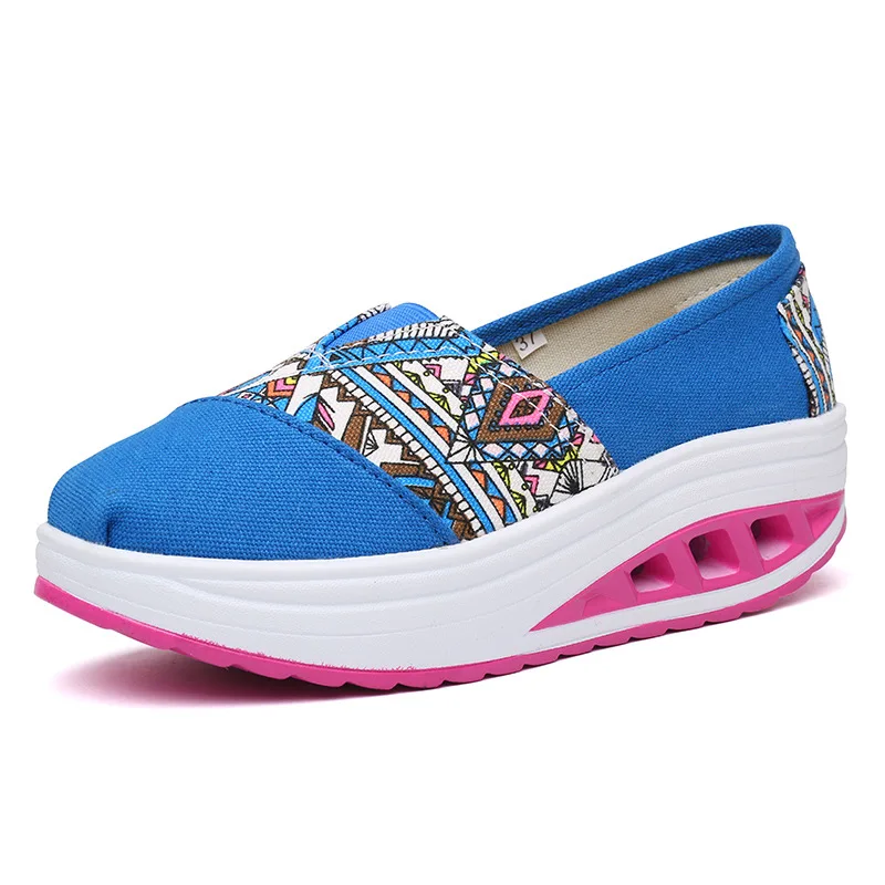 Hot 2020 New Spring Canvas Shoes Wedges Sway Women Sneakers Air Cushion Spell Color Breathable Fashion Casual | Обувь