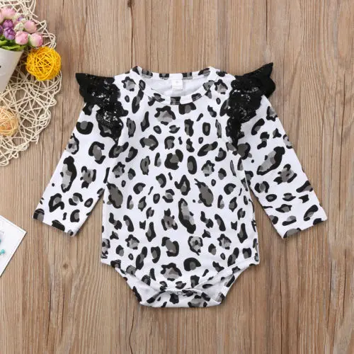 Милый боди для маленьких девочек с леопардовым принтом костюм детей ясельного