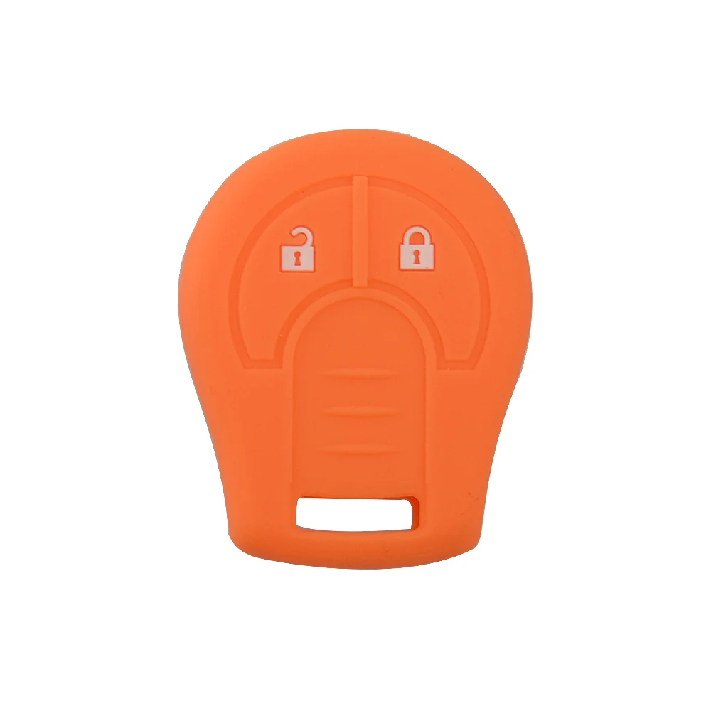 Orange OkeyTech силиконовый мягкий резиновый 2 кнопки Автомобильный Брелок чехол Чехол для Nissan Juke Micra Qashqai автомобильный ключ держатель протектор Аксессуары - Название цвета: Orange