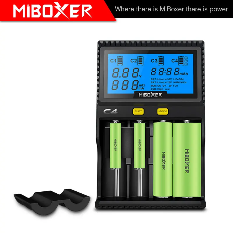 Новые miboxer C4 ЖК дисплей Smart Батарея Зарядное устройство для литий ионных IMR ICR LiFePO4