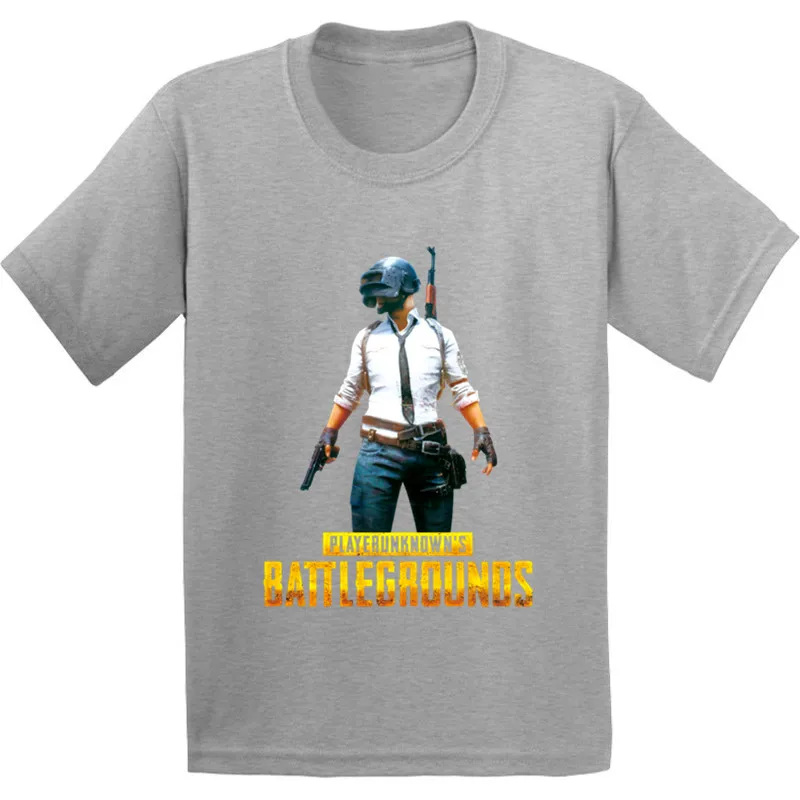 Gray A Детская Хлопковая футболка с рисунком игры Playerunknown's Battlegrounds PUBG; забавная одежда для малышей; Повседневная футболка для мальчиков и девочек - Цвет: Gray A