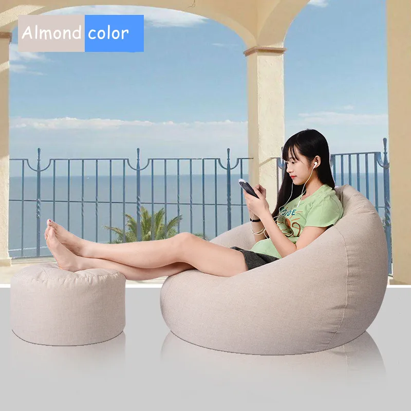 Almond color Bean Bag Обложка для гостиной Спальня балкон татами одного окна Air погремушка мебель для дома без заполнения ленивый погремушка кровати - Цвет: Almond color