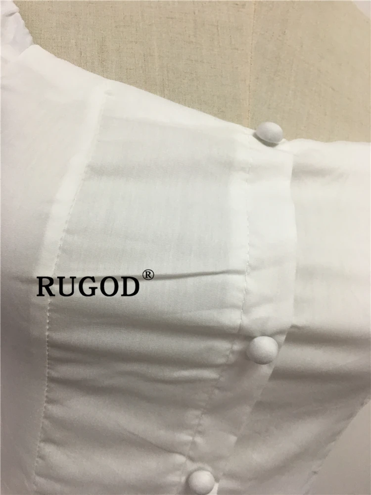 RUGOD корейское шикарное Белое Мини женское платье элегантный тонкий с открытыми плечами однобортные женские платья vestidos летние платья