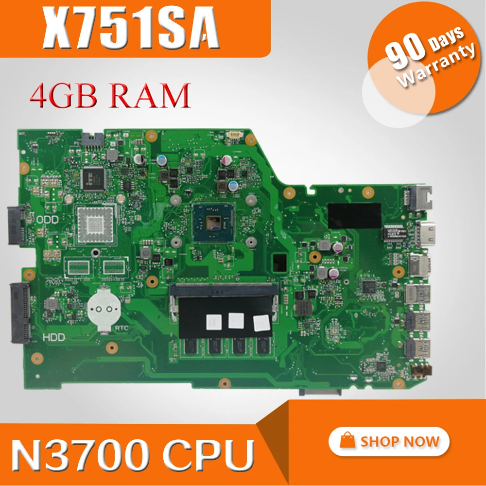 X751SA N3700 Процессор 4 Гб Оперативная память материнская плата для ноутбука ASUS X751S X751SJ X751SV плата 90NB07M0-R00050 тестирование работы