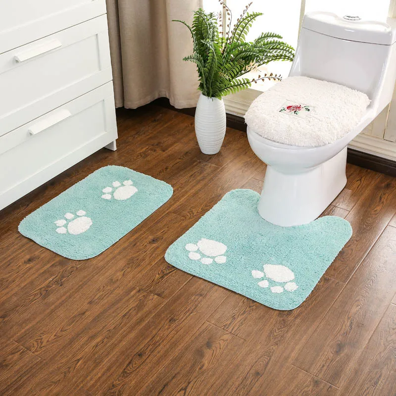 Bathroom Mat Carpet Floor Mats Non-slip Cushion Dustproof Water Uptake Toilet Rug High Quality Cotton Velvet Soft | Дом и сад