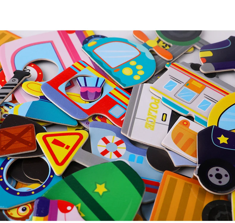 NEW Magnet Puzzle Toys Kids Educational Toys Animal Traffic Dressing Face Game Set Reusable Stickers for Children Art Draft Gift