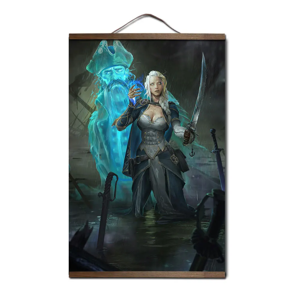 6 World of Warcrafts плакат для HD Холст плакат украшение живопись Sylvanas Windrunner Jaina Висячие деревянные свитки живопись - Цвет: 6