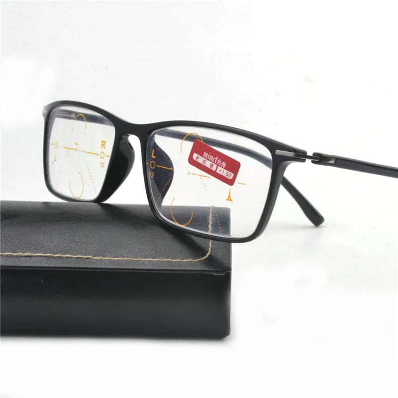 Очки для мужчин прогрессивные очки чтения с чехлом очков металлические без