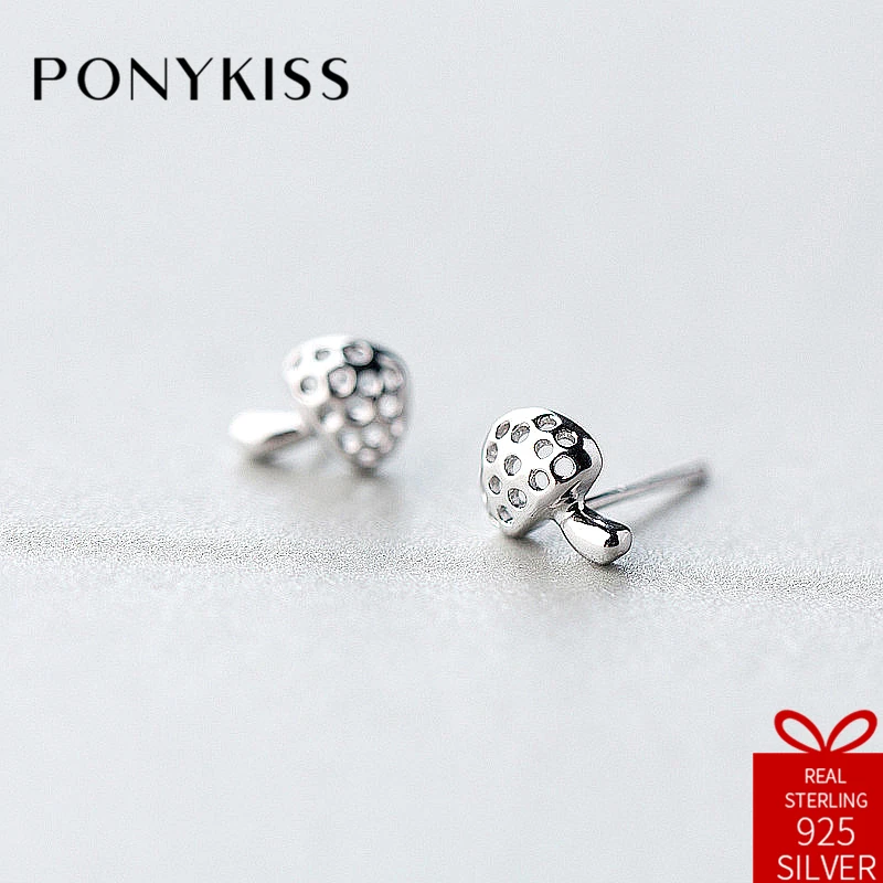 

PONYKISS Romantic Solid S925 Sterling Silver Chic Mushroom Stud Earrings Women Party Anniversary Jewelry Cute Accessories Gift