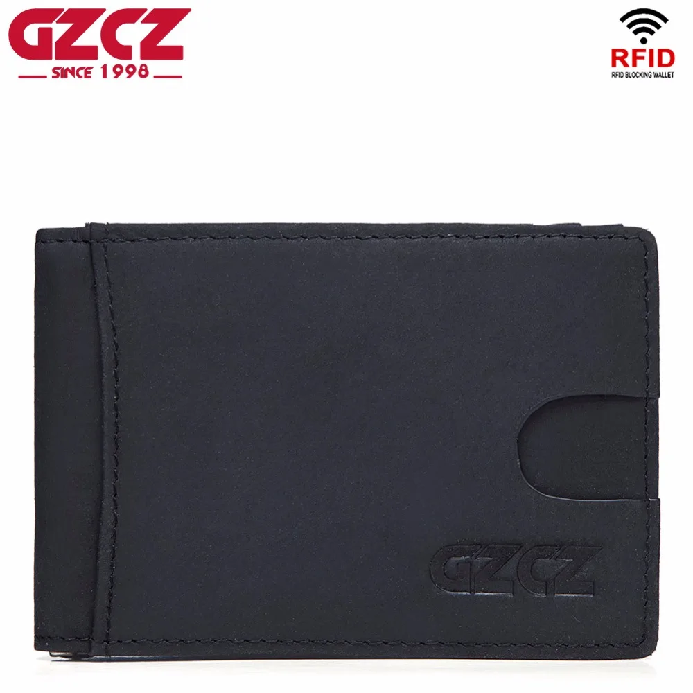 GZCZ мужской кошелек тонкий передний Карманный rfid держатель для карт