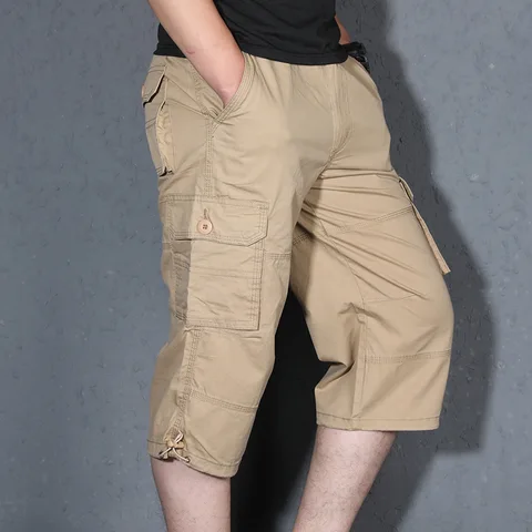 Брюки-Капри мужские тактические, укороченные быстросохнущие штаны из хлопка и полиэстера, модные повседневные туристические камуфляжные