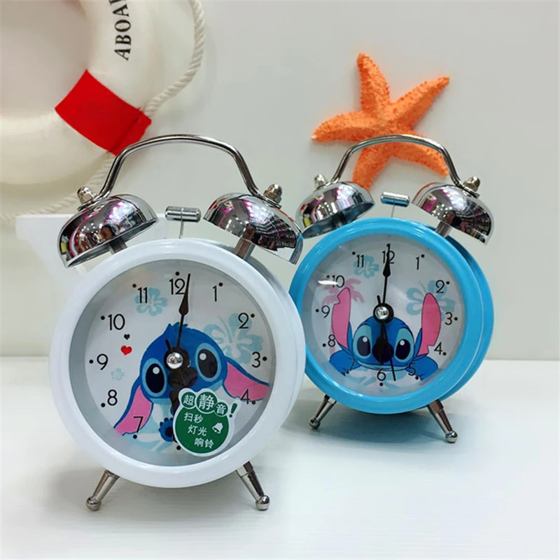 Новые часы disney Stitch, 3d мультяшный модный синий белый колокольчик, будильник для мальчиков и девочек, студенческий детский прикроватный будильник для спальни
