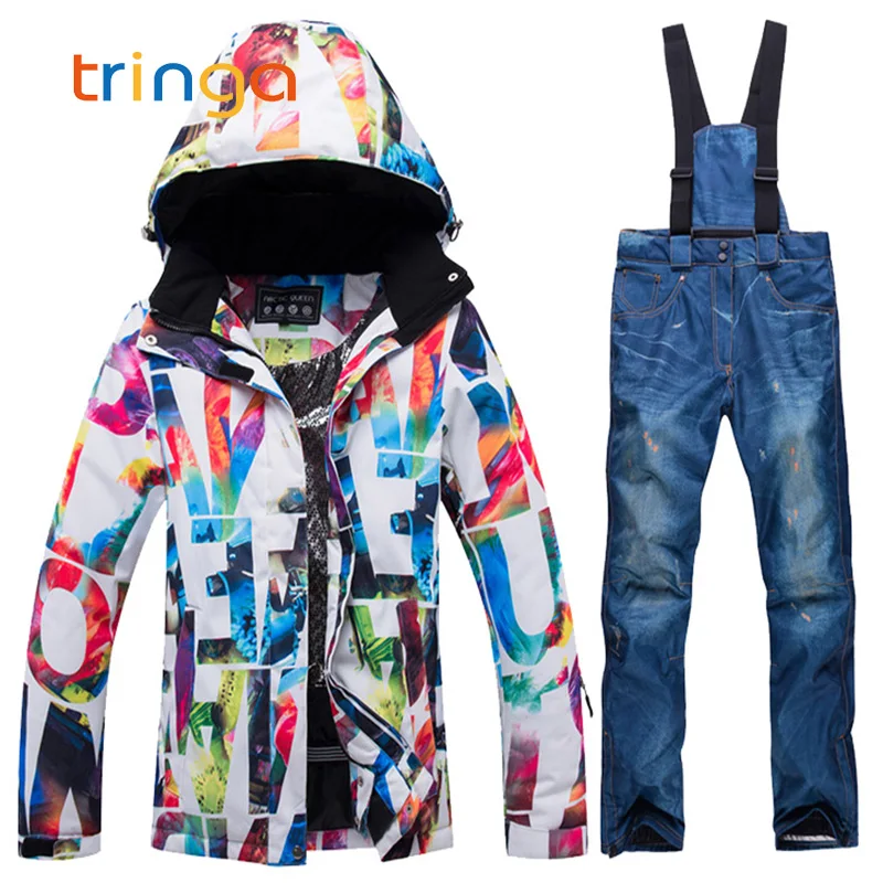 Новые женские лыжные костюмы водонепроницаемые ветрозащитные комплекты для