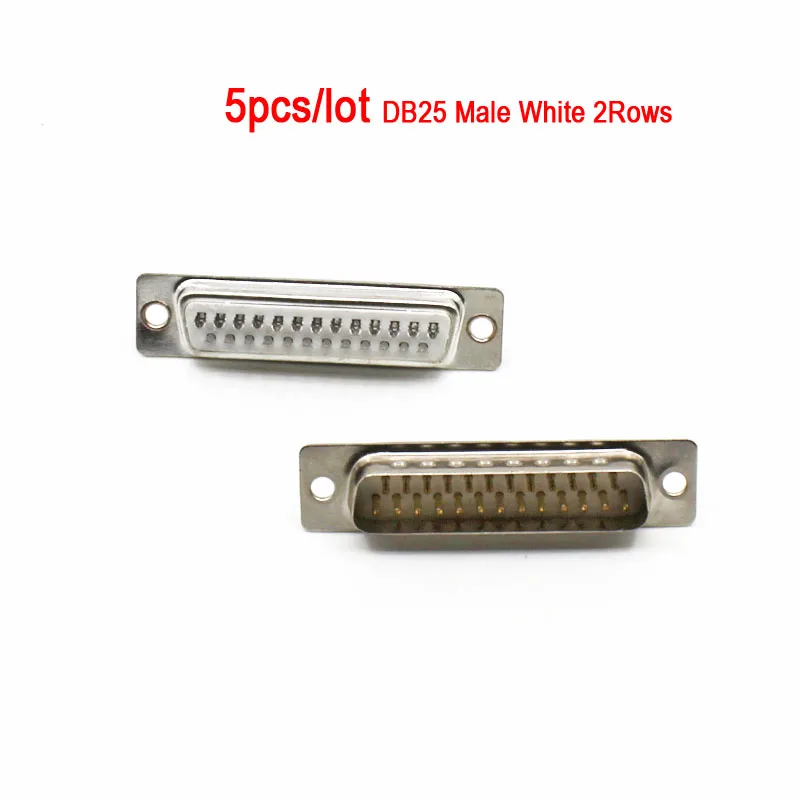 DB25M-2R-WH-5pcs DB25 DB26 25P 26P параллельно-последовательный порт Женский Мужской провод припоя Разъем VGA адаптер Пластиковый металлический корпус крышка - Цвет: DB25M-2R-WH-5pcs