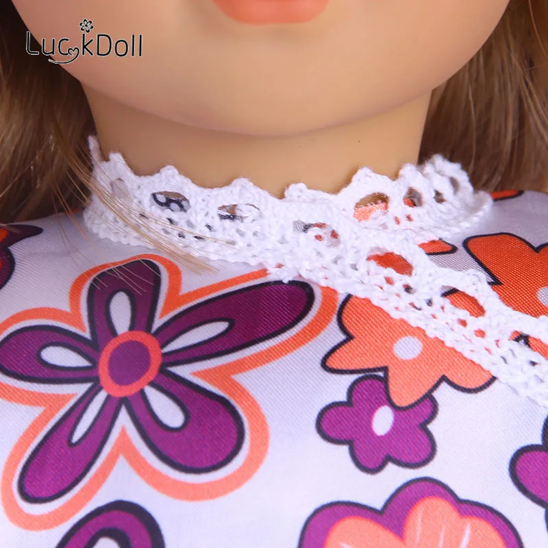 Платье LUCKDOLL с принтом Lacedge для куклы 43 см или 18-дюймовых кукол аксессуары | Игрушки