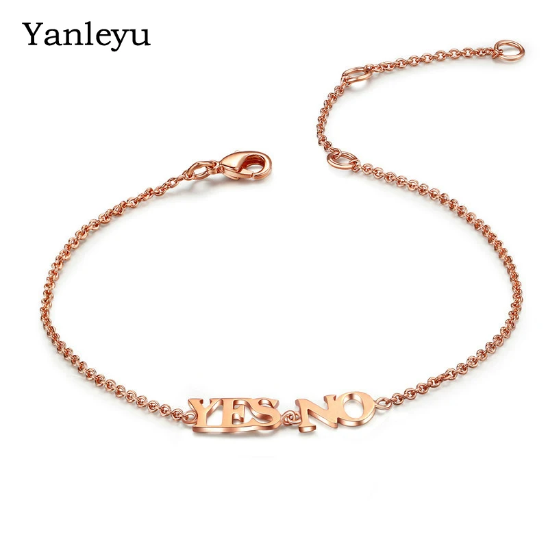 Женский браслет Yanleyu из розового золота с надписью YES NO Charm оптовая продажа