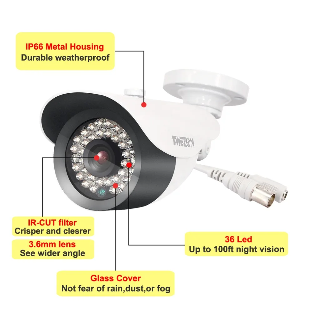 Tmezon 8 канальный AHD 1080P DVR система видеонаблюдения с 4 шт наружная камера внутренние