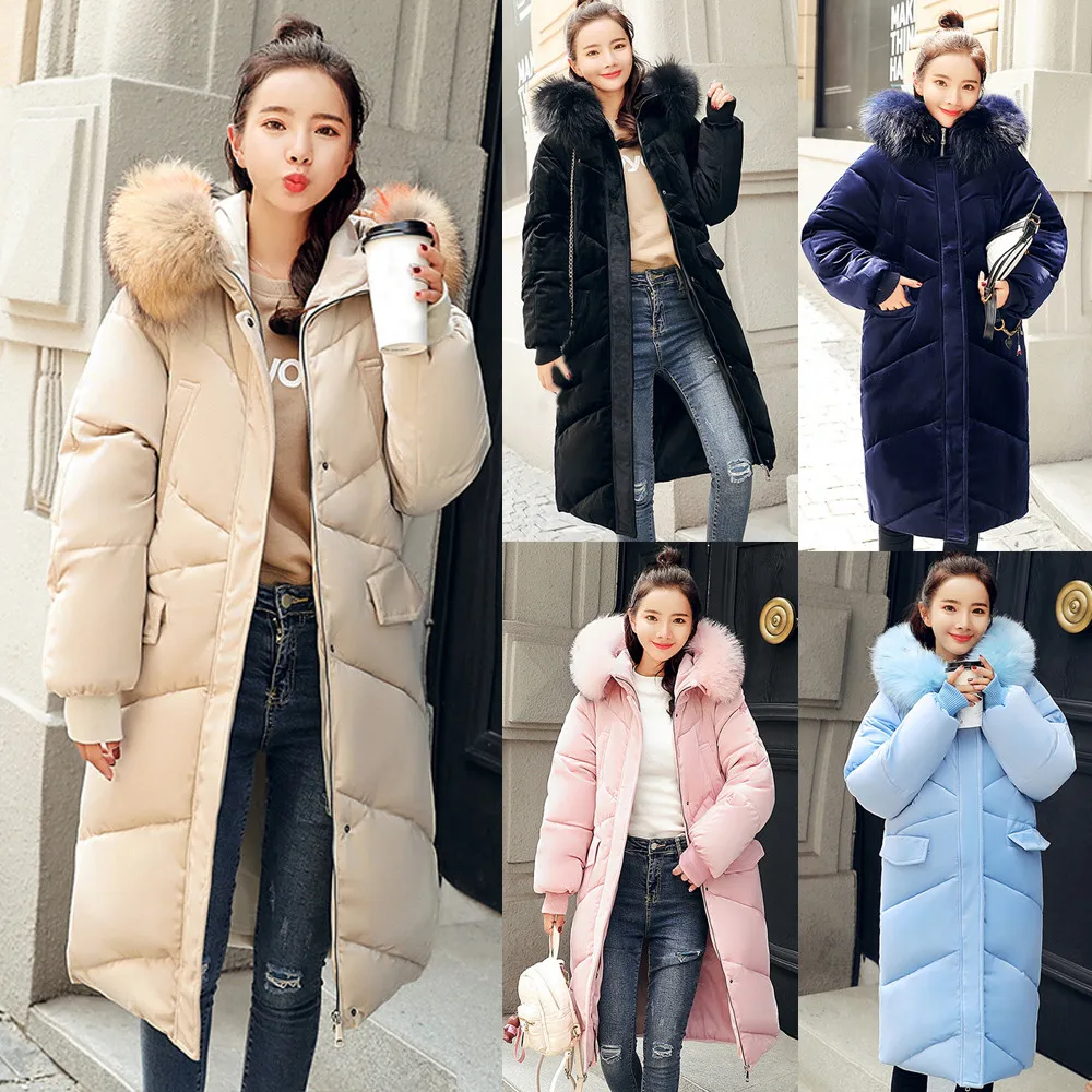 

Winter Parkas Women Winter Nice Female Coat Overcoat Casual x-long Jacket Women Hooded Fur Outwear Thick Zip Chamarras De Mujer