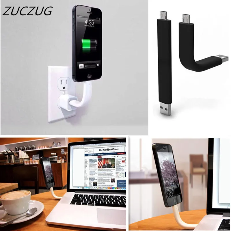 ZUCZUG микро гибкий USB кабель для зарядки и передачи данных IPhone 5s 6s мини держатель