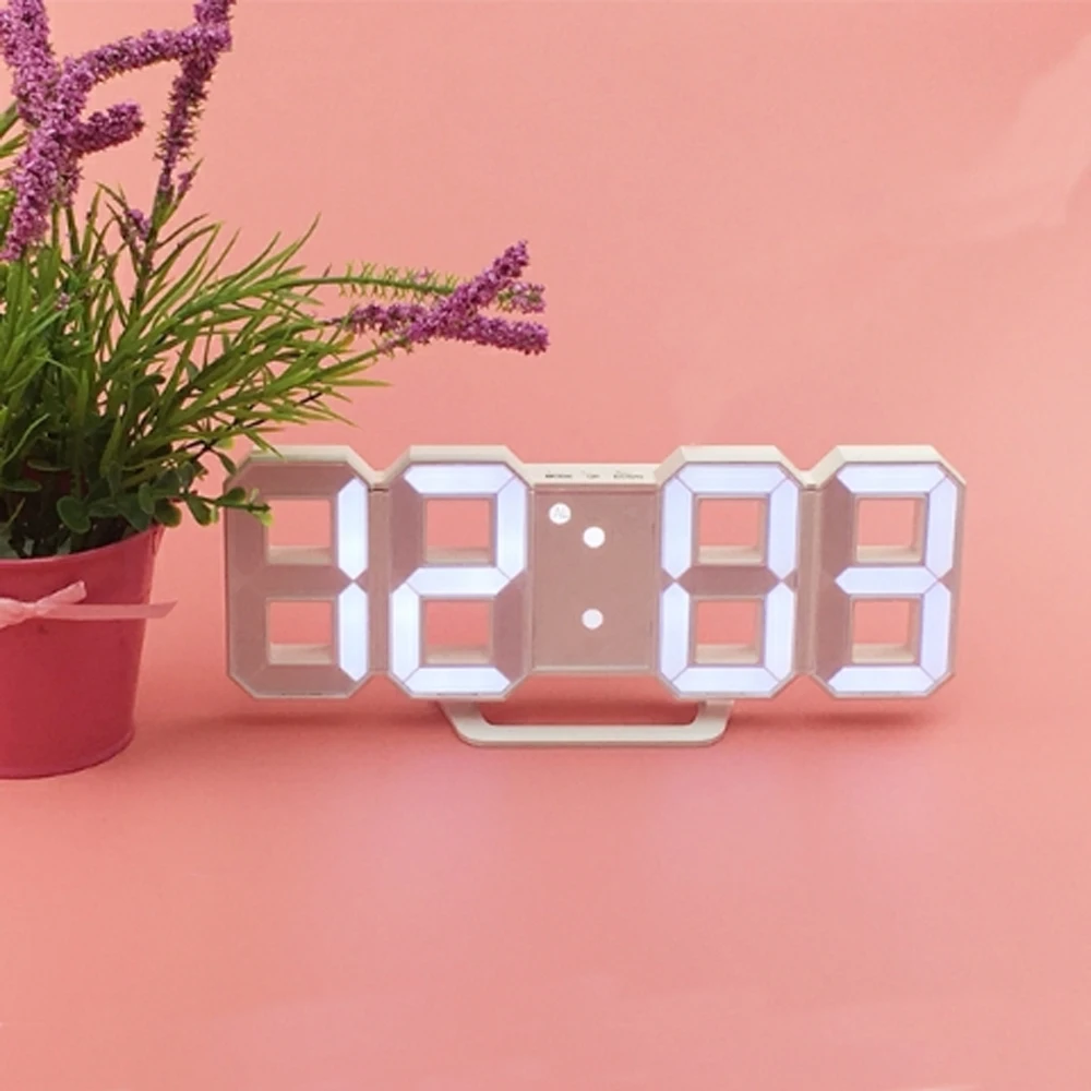3D LED Digital Wall Clock Electronic USB Plug Alarm Horloge Luminous | Дом и сад