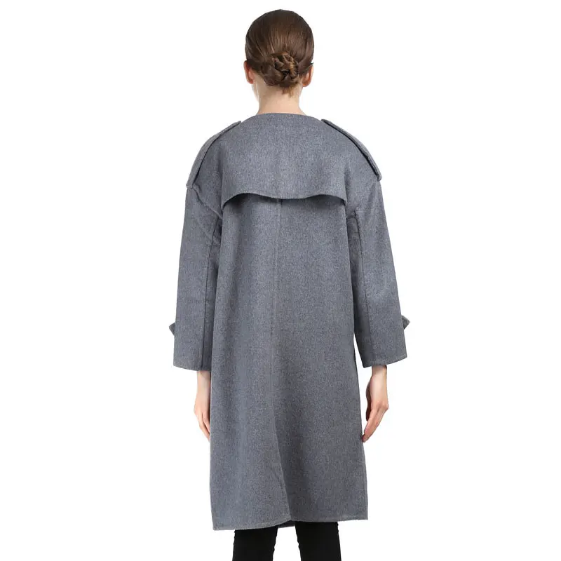 Для женщин длинные кашемировое пальто Новинка 2017 года шерстяное зимняя куртка