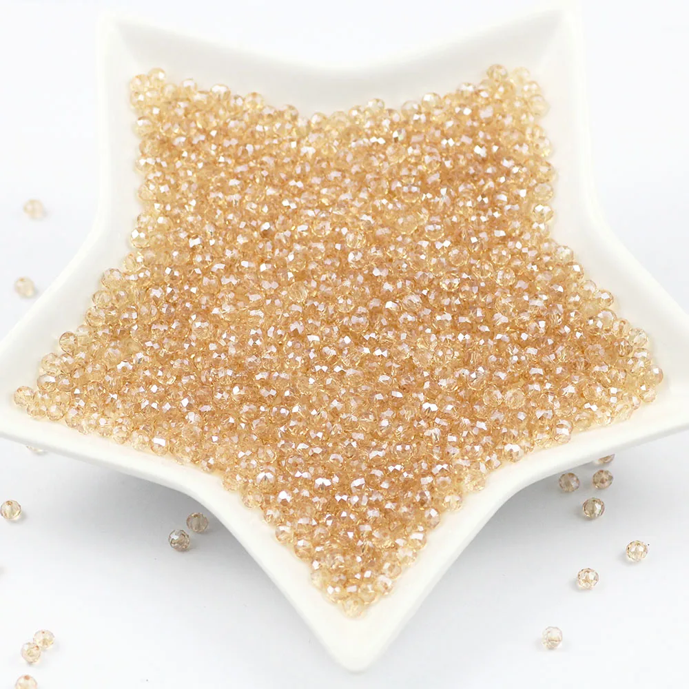 Золотой Шампань AB 3*4 мм 100 шт Rondelle Австрийские граненые Хрустальные стеклянные