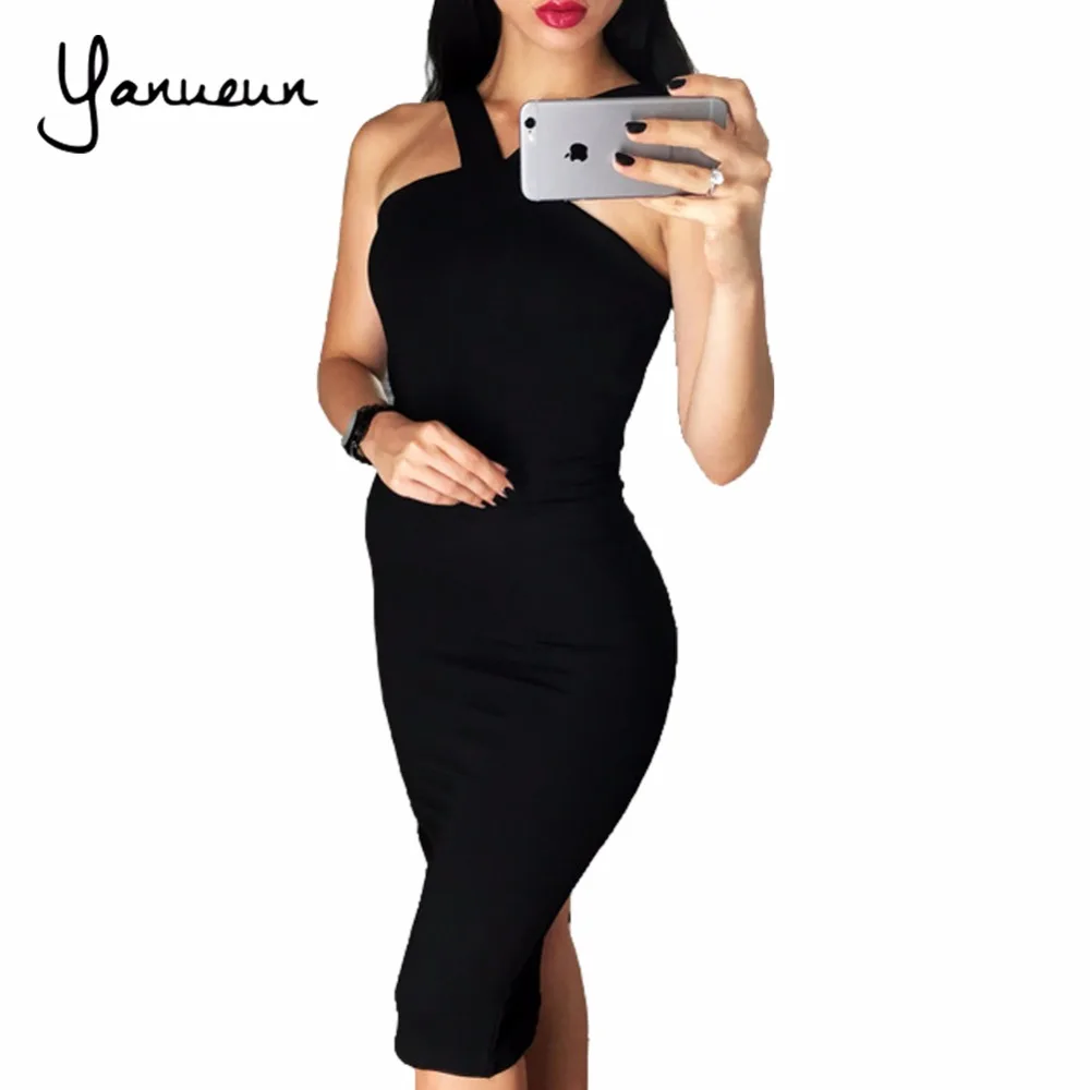 

Yanueun Women Bandage Dress Summer Fashion Sleeveless Bodycon Party Club Female High Street Thick Slim Clothing