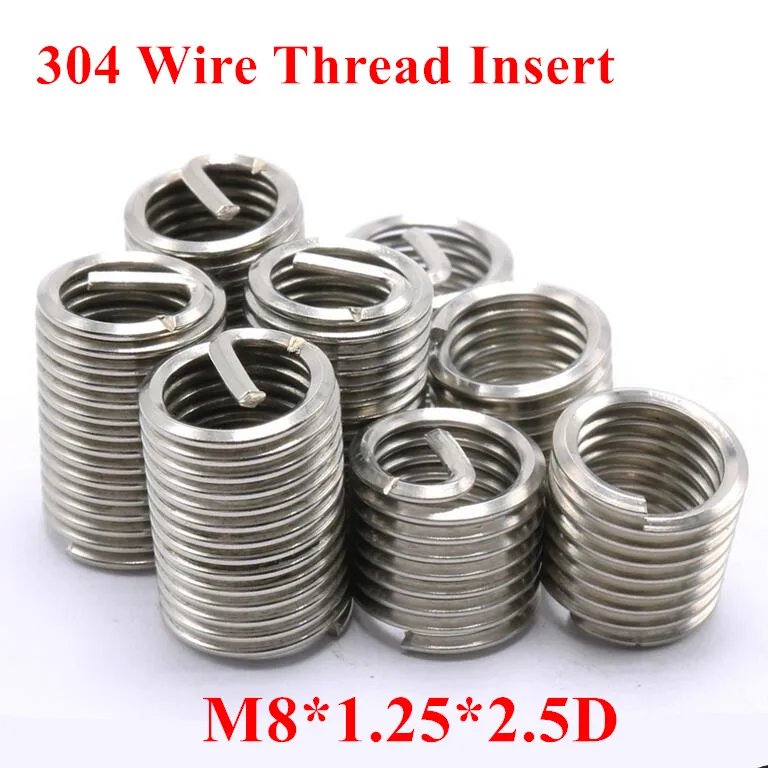 

Вставка для проволочной резьбы M8 * 100 * 2.5D M8, 1,25 шт., втулка для винта из нержавеющей стали 304, втулка для проволоки m8 * 2.5D, вставка для ремонта ре...
