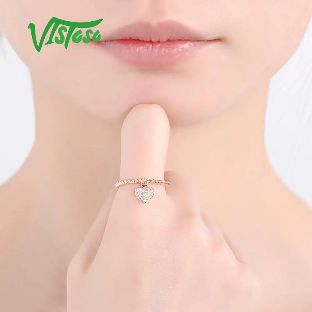 VISTOSO Серебряное кольцо для Для женщин 925 пробы серебро сердце женщины кольца