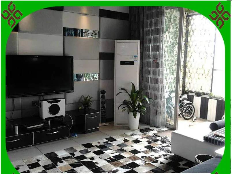

2018 free delivery 100% natural cowhide leather football carpet for bedroom