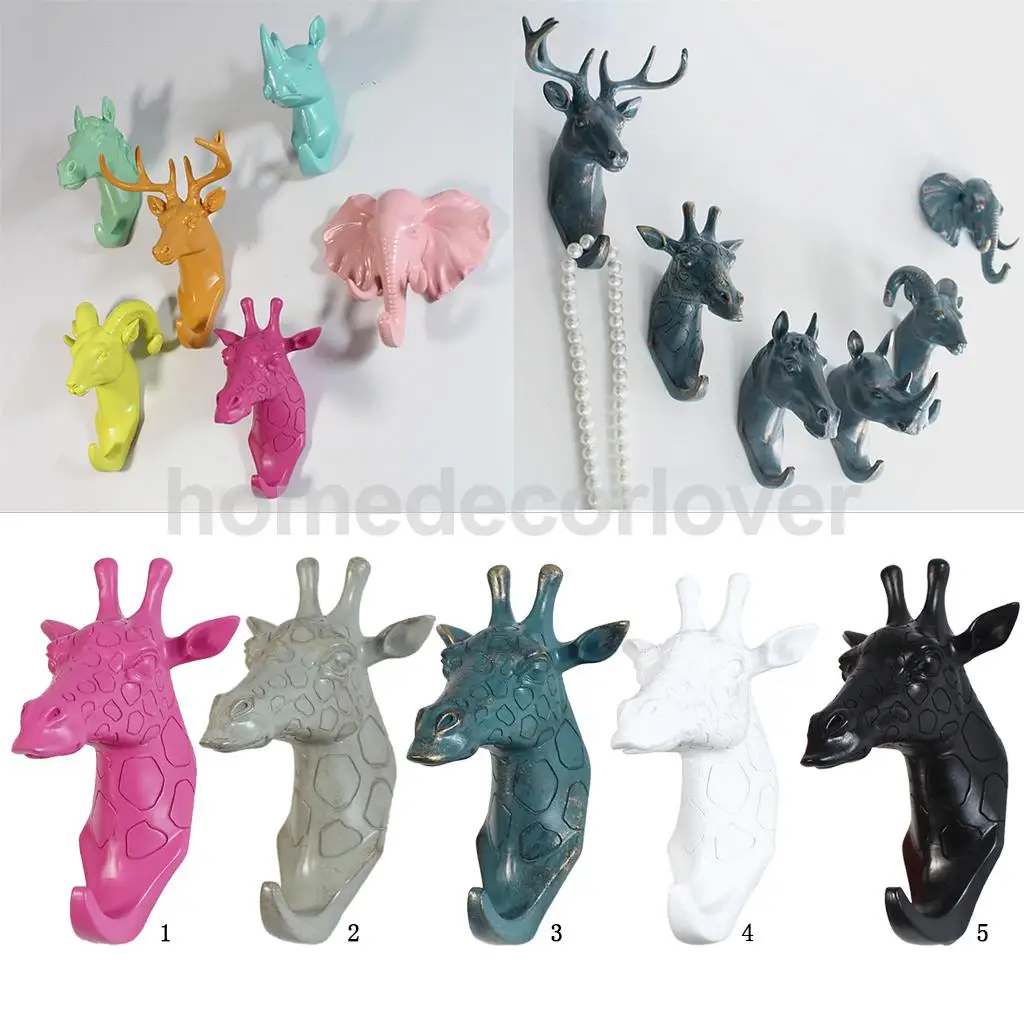 

Decorative Giraffe Head Wall Mount Hanger Resin Coat Hat Hook Rustic 5 Colors
