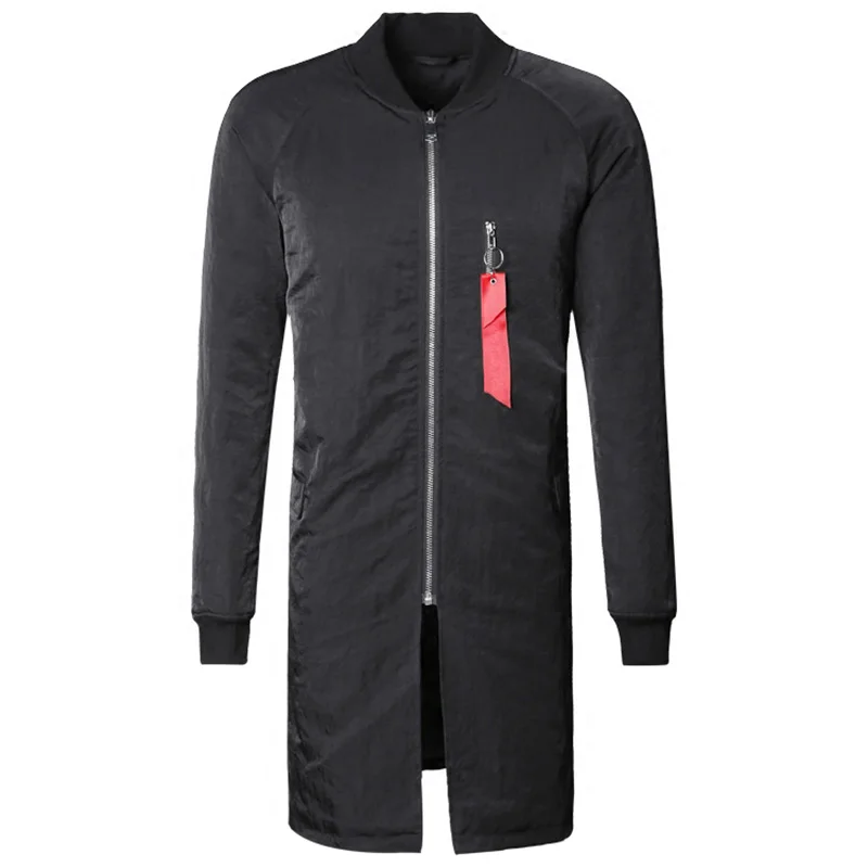 Metrosexual мужское Стеганое пальто на молнии с принтом сзади хлопковое Черное