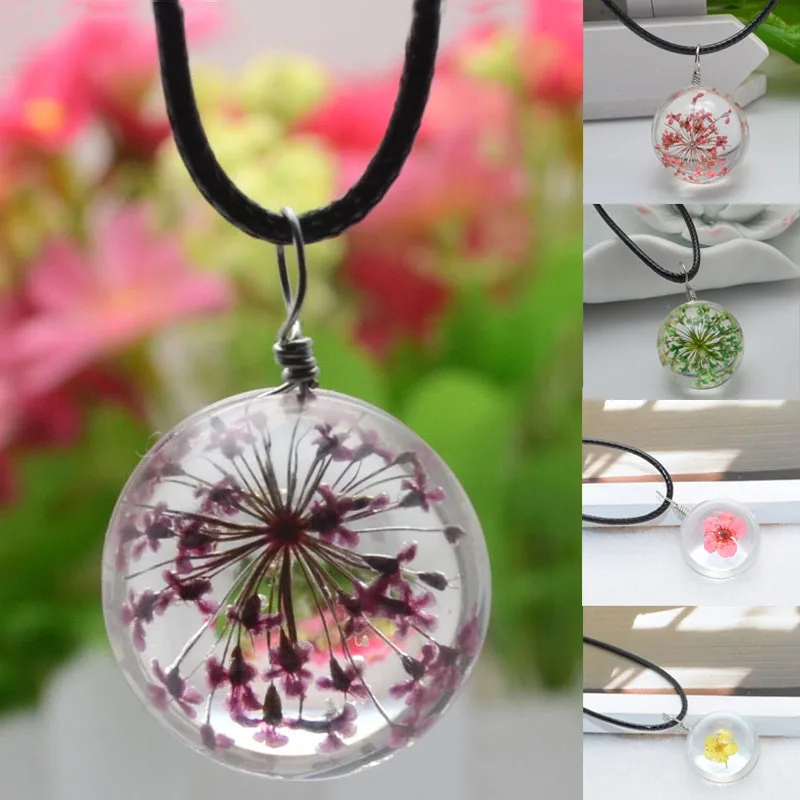 1 шт. стеклянная цепочка с подвеской в виде цветка|Ожерелья подвеской| |