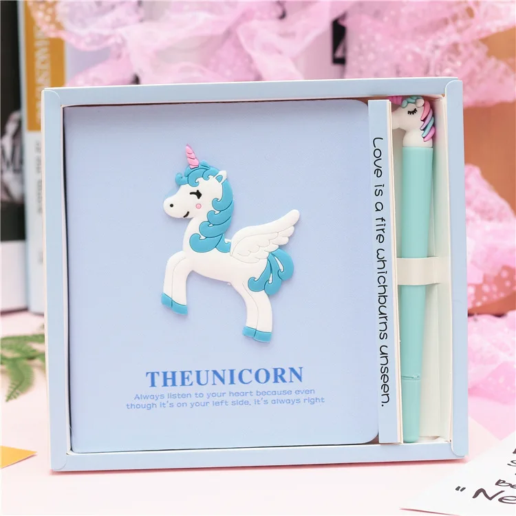 unicorn blue Акция подарок Инс фантазия единорог; Фламинго ручной книжный набор клетчатой коробки милый маленький свежий подарок подруге - Цвет: unicorn blue