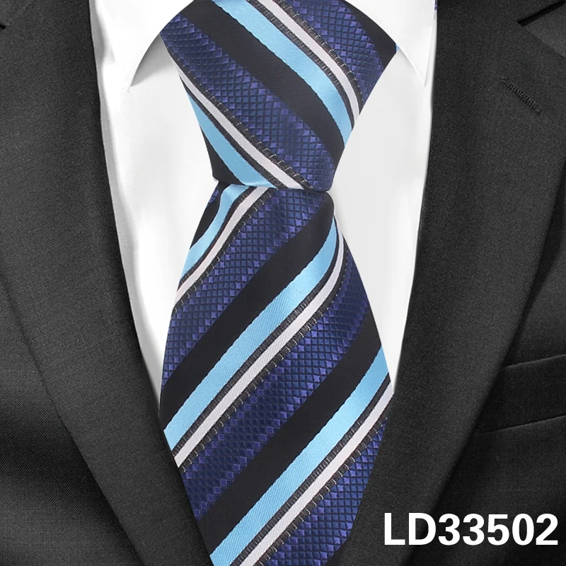 LD33502 Новые полосатые шелковые галстуки, галстуки для мужчин, жаккардовые тканые мужские галстуки, ширина 8 см, деловые вечерние галстуки, галстуки для шеи - Цвет: LD33502