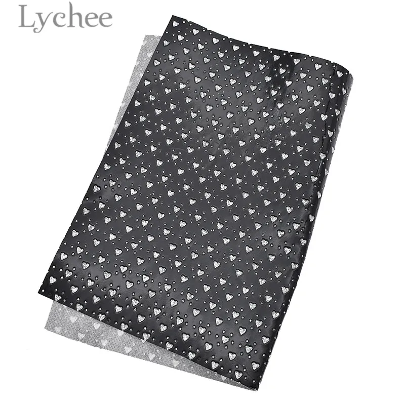 3 Lychee 1 PC A4 Glitter Heart Embossed PU Leather Fabric High Quality Synthetic Leather DIY Material For Handbag Belts - Цвет: 3