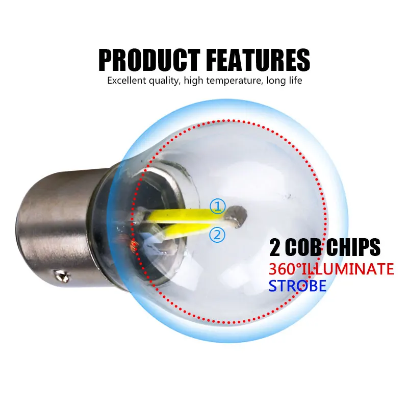 Hlxg 2 шт p21w bay15d ba15s P21/5 W 1156 1157 светодиодный автомобиля светодиодный нити Light 2 cob-лампы поворотов задняя парковка Обратный лампа 12 V DC
