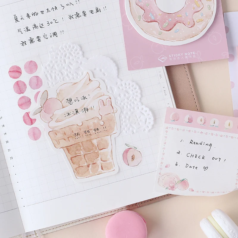 Вкусный пончик еда блокнот планировщик sticky note бумажная наклейка kawaii канцелярские принадлежности pepalaria офисные школьные принадлежности 30 страниц