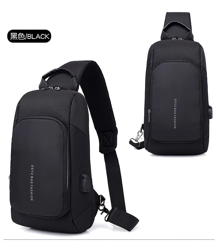 2018 Новая мужская сумка USB зарядки бизнес сплошной цвет мужской anti theft crossbody Грудь
